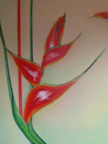Painting titled "Heliconia" by Urs, Original Artwork, Acrylic