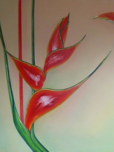 Schilderij getiteld "Heliconia" door Urs, Origineel Kunstwerk, Acryl