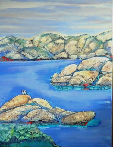 Painting titled "Idylle Norwegen" by Urs, Original Artwork, Acrylic