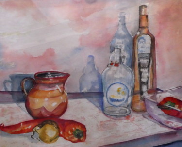 Malerei mit dem Titel "Memories Urlaubseri…" von Urs, Original-Kunstwerk, Aquarell