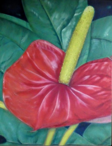 Painting titled "Flamingoblume  "Ant…" by Urs, Original Artwork