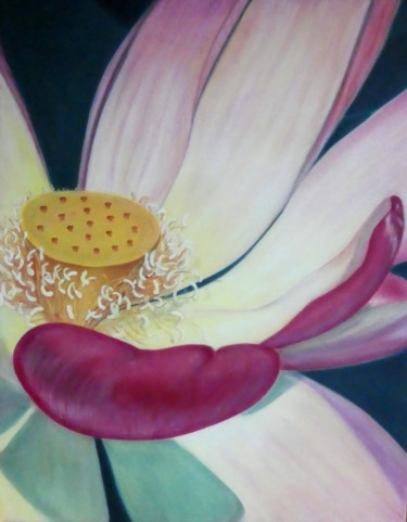 Schilderij getiteld "Lotusblüte" door Urs, Origineel Kunstwerk, Acryl