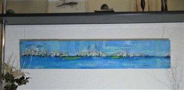 Painting titled "Panorama in blau" by Urs, Original Artwork, Acrylic Mounted on Wood Stretcher frame