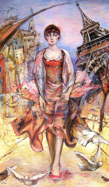 Painting titled "Утро" by Agrafena Gandziuk, Original Artwork, Oil Mounted on Wood Stretcher frame