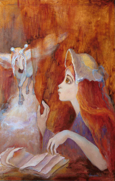 Schilderij getiteld "Тайная премудрость" door Agrafena Gandziuk, Origineel Kunstwerk, Olie Gemonteerd op Frame voor houten b…