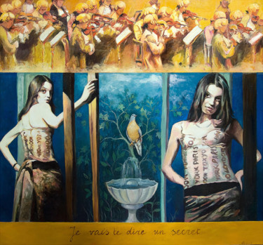 Painting titled "Я скажу тебе по сек…" by Agrafena Gandziuk, Original Artwork, Oil Mounted on Wood Stretcher frame