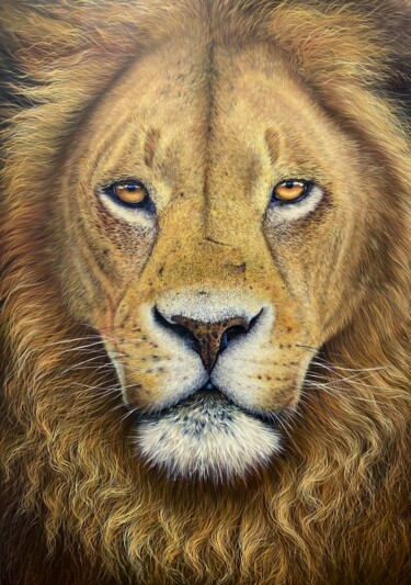 Pittura intitolato "Lion" da Artak Galstyan, Opera d'arte originale, Olio
