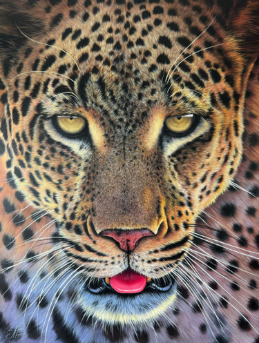 Painting titled "Gaze of the Savannah" by Artak Galstyan, Original Artwork, Oil