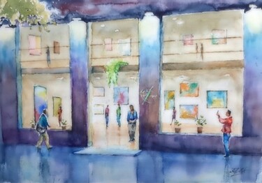 Pintura intitulada "Gallery" por Artak Zakaryan, Obras de arte originais, Aquarela