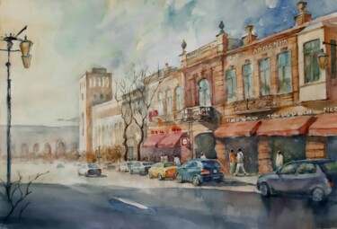 Painting titled ""House of Books", s…" by Artak Zakaryan, Original Artwork, Watercolor