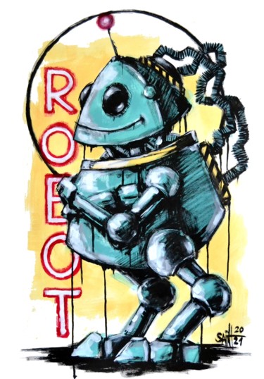 Robot Painting Post-Apocalypse "Robot Painting Post…" başlıklı Resim Ruslan Axenov tarafından, Orijinal sanat, Akrilik