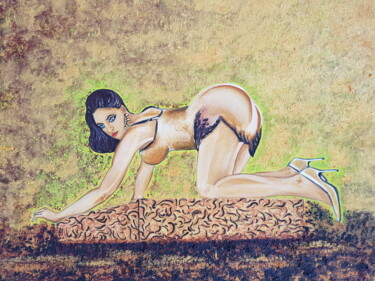 Painting titled "Female / Femmina" by Artale Marinella Artist, Original Artwork, Oil Mounted on Wood Stretcher frame