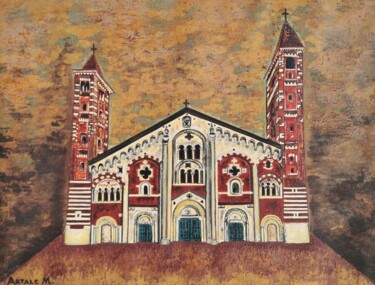 Pintura intitulada "Cattedrale Sant'Eva…" por Artale Marinella Artist, Obras de arte originais, Óleo Montado em Armação em m…