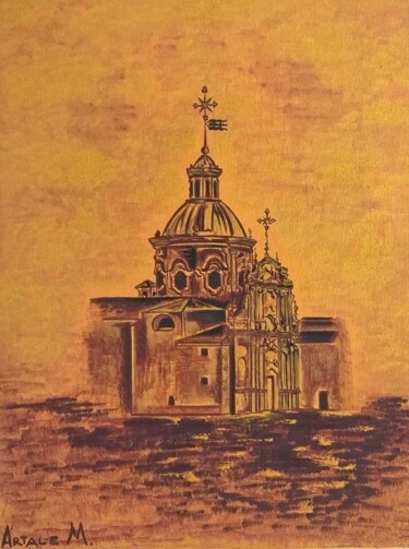 Painting titled "Chiesa di S. Cateri…" by Artale Marinella Artist, Original Artwork, Oil Mounted on Wood Stretcher frame