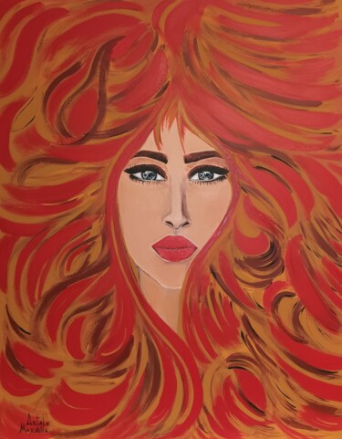 Painting titled "Flora / Woman" by Artale Marinella Artist, Original Artwork, Acrylic Mounted on Wood Stretcher frame