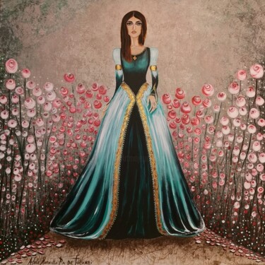Painting titled "Pia De'Tolomei Dant…" by Artale Marinella Artist, Original Artwork, Acrylic Mounted on Wood Stretcher frame