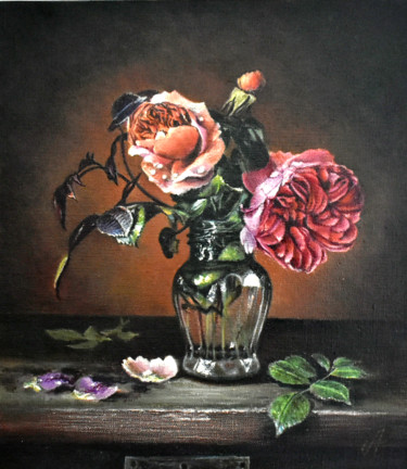 Malarstwo zatytułowany „Розы” autorstwa Alex Bond, Oryginalna praca, Olej