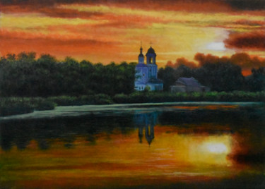 Painting titled "Вечерний звон" by Alex Bond, Original Artwork, Oil