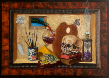Painting titled "Вся моя жизнь" by Alex Bond, Original Artwork, Oil Mounted on Wood Stretcher frame