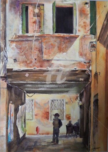 Painting titled "my favorite way in…" by Chantal Fischer, Original Artwork, Watercolor