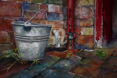 Painting titled "little corner in Bl…" by Chantal Fischer, Original Artwork, Watercolor