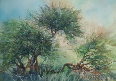 Peinture intitulée "Du vent dans les vo…" par Chantal Fischer, Œuvre d'art originale, Aquarelle