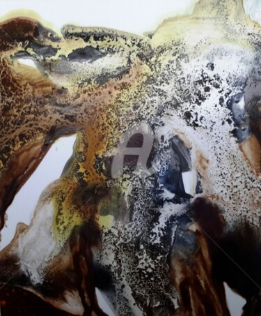 Peinture intitulée "ravinement" par Chantal Fischer, Œuvre d'art originale, Aquarelle