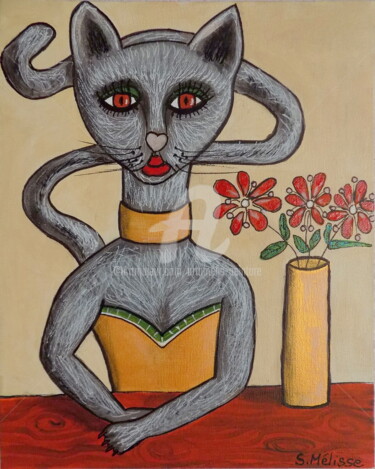 Painting titled "MISS TIGRIE" by Artamelis, Original Artwork, Acrylic