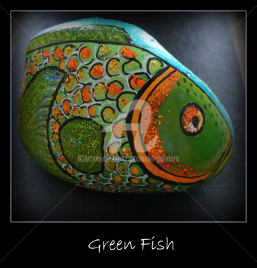 Peinture intitulée "GREEN FISH" par Artamelis, Œuvre d'art originale, Acrylique