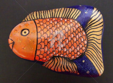 Painting titled "Le poisson orange" by Artamelis, Original Artwork, Acrylic