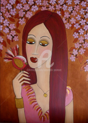 Painting titled "PINKY & ROSY" by Artamelis, Original Artwork, Acrylic