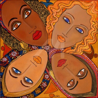 Painting titled "FEMMES DU MONDE" by Artamelis, Original Artwork, Acrylic