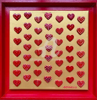 Painting titled "LA VOIE DU COEUR" by Artamelis, Original Artwork, Acrylic Mounted on Wood Stretcher frame