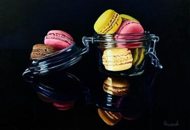 「« Les macarons »」というタイトルの絵画 Aneroshによって, オリジナルのアートワーク, オイル ウッドパネルにマウント
