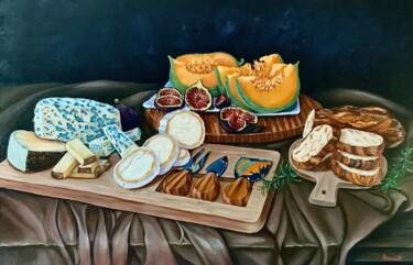 Malarstwo zatytułowany „Cheese time” autorstwa Anerosh, Oryginalna praca, Olej Zamontowany na Panel drewniany