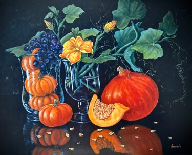 Pintura intitulada "Couleurs d’automne" por Anerosh, Obras de arte originais, Óleo Montado em Painel de madeira