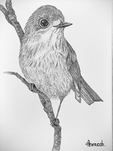Рисунок под названием "Series Bird 1" - Anerosh, Подлинное произведение искусства, Чернила