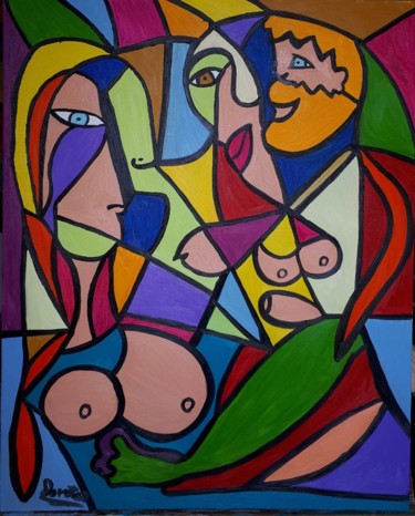 Peinture intitulée "le triangle d'amour" par Dorotea, Œuvre d'art originale