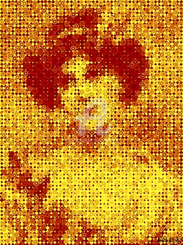 Digitale Kunst getiteld "Portrait jaune. cer…" door Isabelle Cussat (Artassuc), Origineel Kunstwerk, Foto Montage