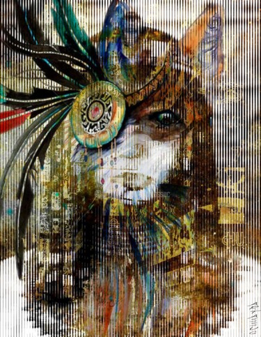 Digital Arts titled "Chamane" by Isabelle Cussat (Artassuc), Original Artwork, Photo Montage