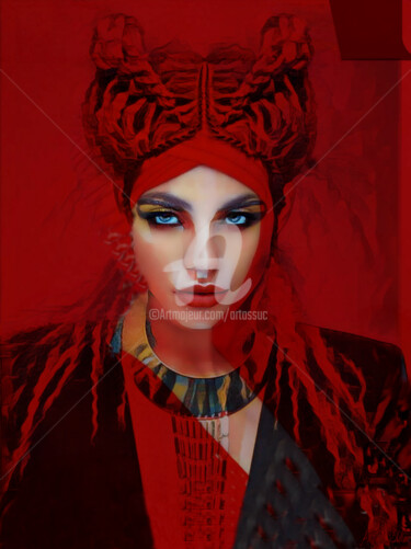 Digitale Kunst mit dem Titel "Rouge" von Isabelle Cussat (Artassuc), Original-Kunstwerk, Fotomontage
