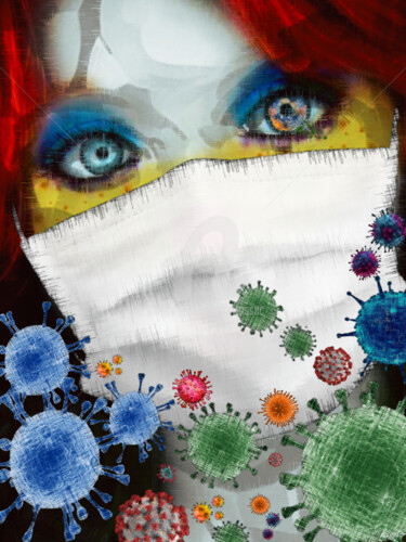 Arte digital titulada "Coronavirus" por Isabelle Cussat (Artassuc), Obra de arte original, Foto-montaje