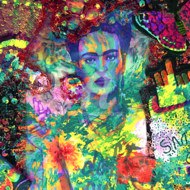 Digital Arts titled "Frida Khalo" by Isabelle Cussat (Artassuc), Original Artwork, Photo Montage