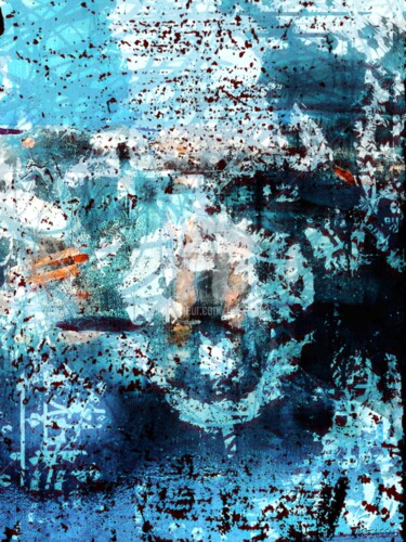 Digitale Kunst getiteld "Portrait bleu" door Isabelle Cussat (Artassuc), Origineel Kunstwerk, Foto Montage