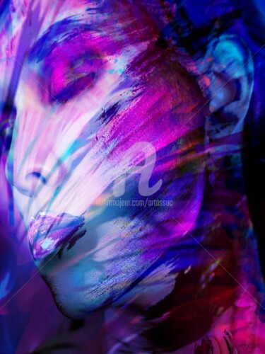 Arts numériques intitulée "Profil violet" par Isabelle Cussat (Artassuc), Œuvre d'art originale, Photo montage
