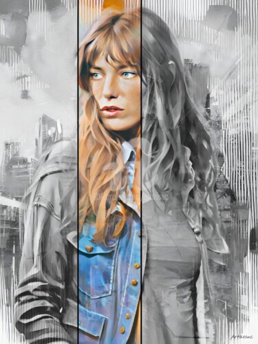 Digitale Kunst mit dem Titel "Jane birkin 1" von Isabelle Cussat (Artassuc), Original-Kunstwerk, Fotomontage