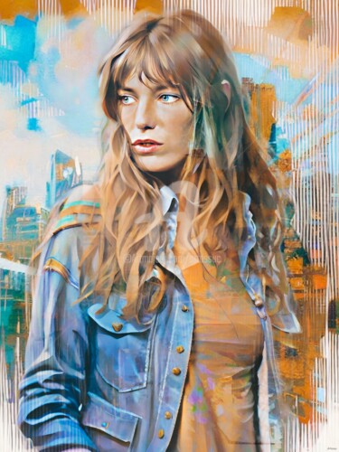 Цифровое искусство под названием "Jane Birkin 2" - Isabelle Cussat (Artassuc), Подлинное произведение искусства, Фотомонтаж