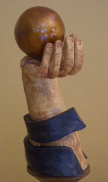 Sculpture titled "hand with gold ball" by Art Atelier, Original Artwork