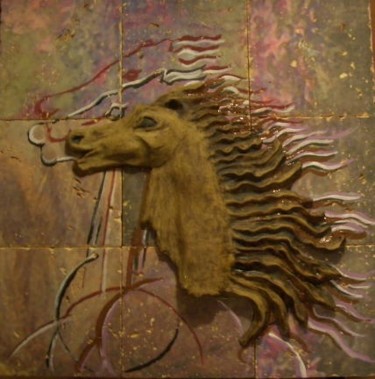 Sculpture titled "Mosaic horse- mixed…" by Art Atelier, Original Artwork