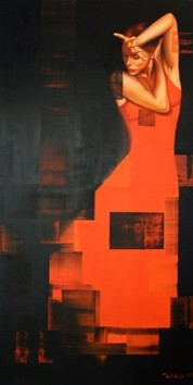 Malerei mit dem Titel "Flamenco rhythm" von Tatiana Bernard, Original-Kunstwerk, Öl